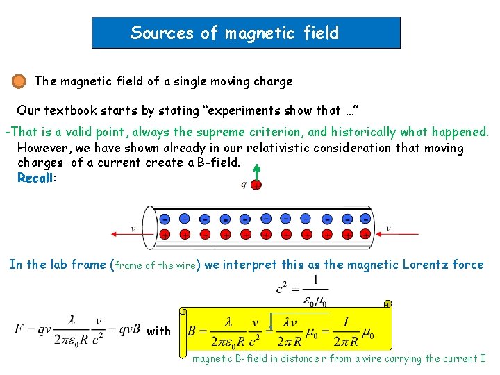 Sources of magnetic field The magnetic field of a single moving charge Our textbook
