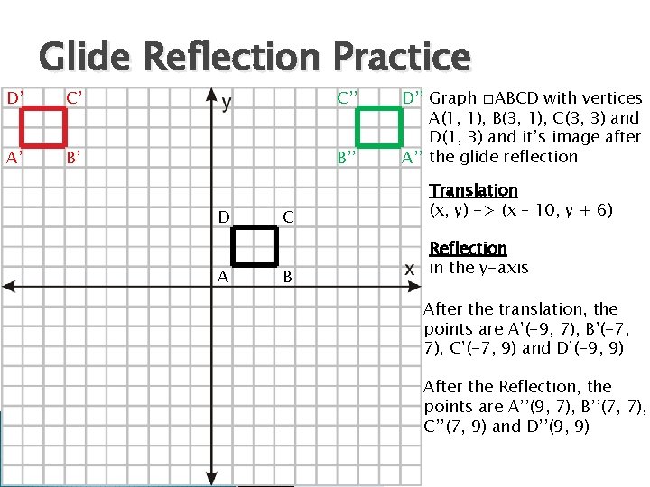 D’ A’ Glide Reflection Practice C’ C’’ B’ B’’ D A C B D’’