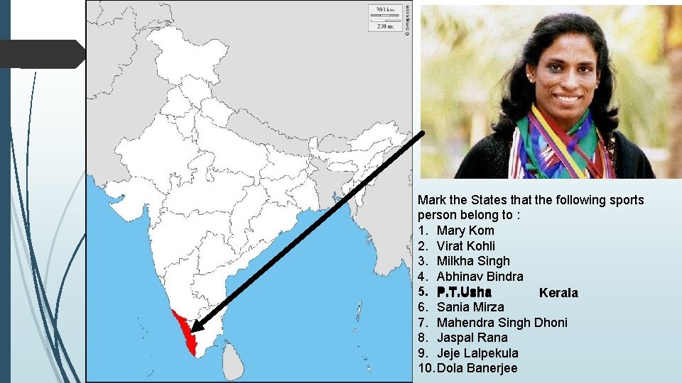Mark the States that the following sports person belong to : 1. Mary Kom Mark the States that the following sports person belong to : 1. Mary Kom