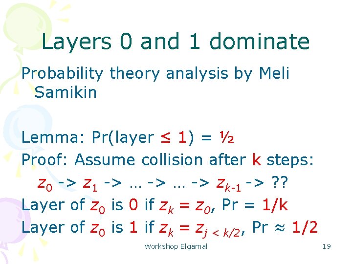 Layers 0 and 1 dominate Probability theory analysis by Meli Samikin Lemma: Pr(layer ≤