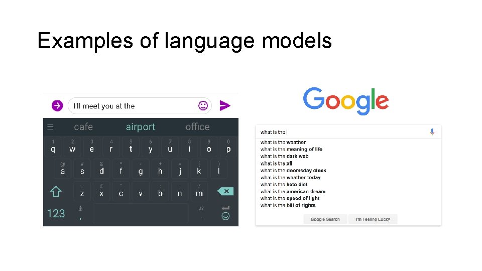 Examples of language models 