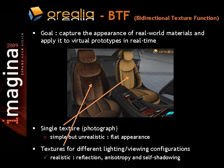 Mastering realworld materials using bidirectional texture functions OREALIA