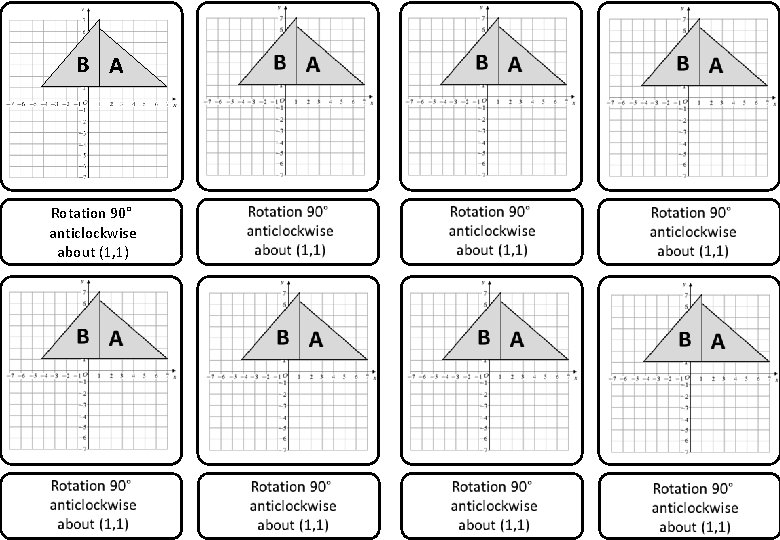 B A Rotation 90° anticlockwise about (1, 1) 