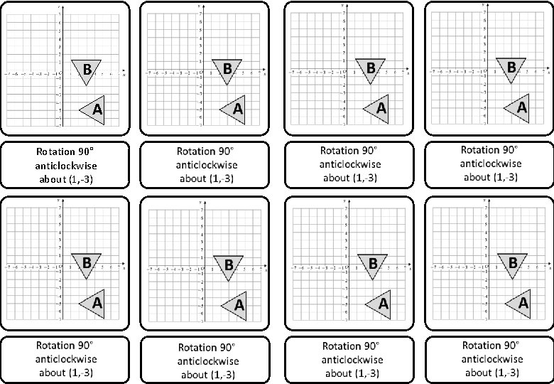 B A Rotation 90° anticlockwise about (1, -3) 