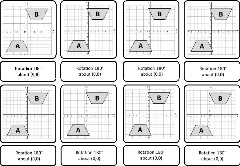 B A Rotation 180° about (0, 0) 