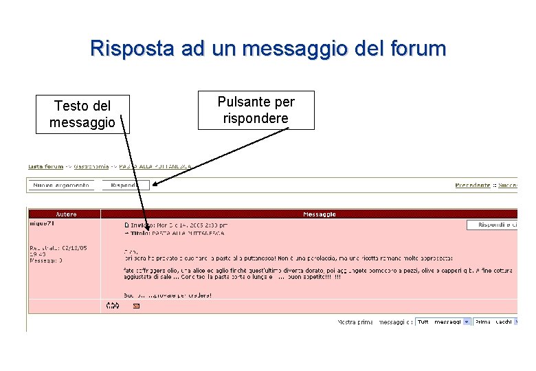 Risposta ad un messaggio del forum Testo del messaggio Pulsante per rispondere Risposta ad un messaggio del forum Testo del messaggio Pulsante per rispondere