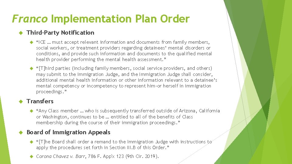 Franco Implementation Plan Order Third-Party Notification “ICE … must accept relevant information and documents