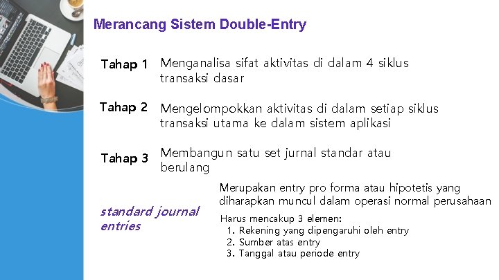 Merancang Sistem Double-Entry Tahap 1 Menganalisa sifat aktivitas di dalam 4 siklus transaksi dasar