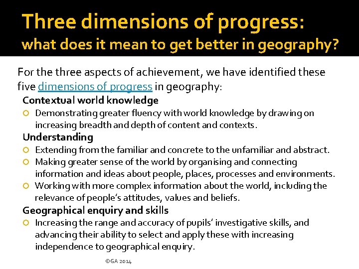 Three dimensions of progress: what does it mean to get better in geography? For