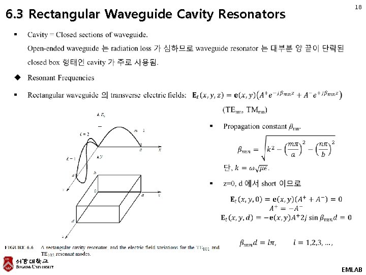 6. 3 Rectangular Waveguide Cavity Resonators 18 EMLAB 