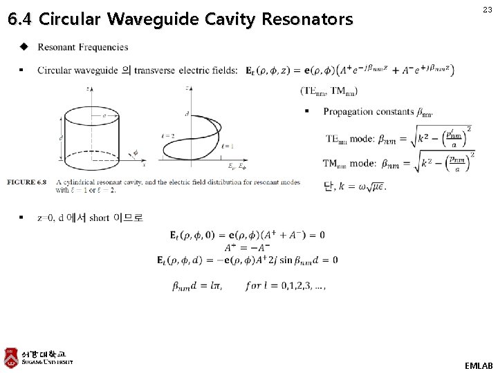 6. 4 Circular Waveguide Cavity Resonators 23 EMLAB 