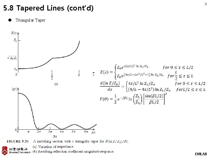 5. 8 Tapered Lines (cont’d) 3 u Triangular Taper EMLAB 