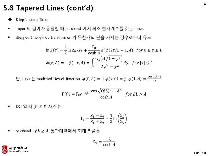 5. 8 Tapered Lines (cont’d) 4 EMLAB 