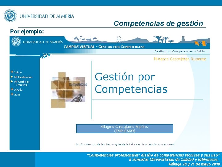 Competencias de gestión Por ejemplo: “Competencias profesionales: diseño de competencias técnicas y sus uso”