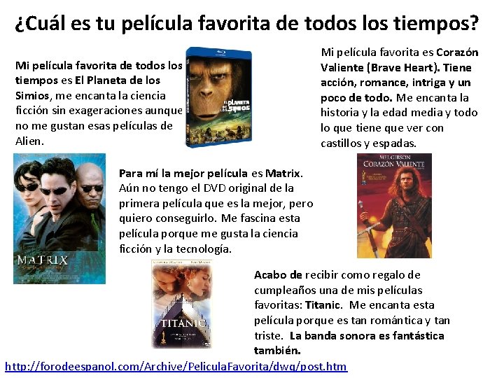 ¿Cuál es tu película favorita de todos los tiempos? Mi película favorita de todos