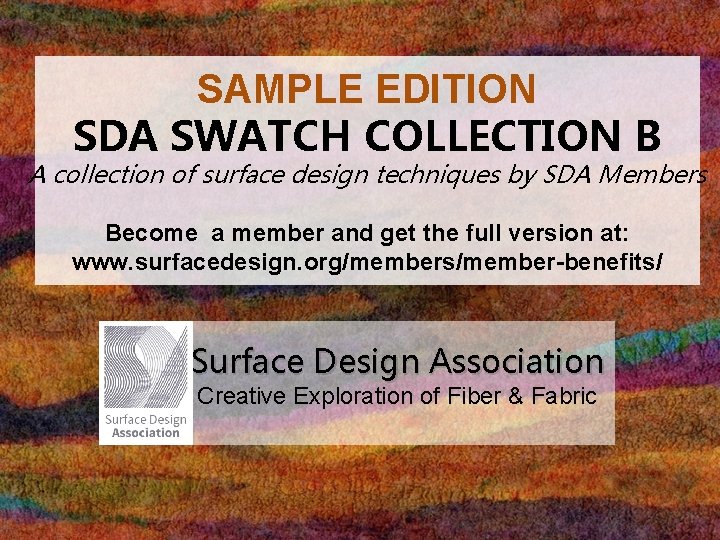 SAMPLE EDITION SDA SWATCH COLLECTION B A collection of surface design techniques by SDA