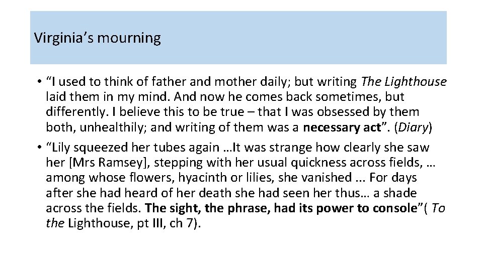 Virginia’s mourning • “I used to think of father and mother daily; but writing