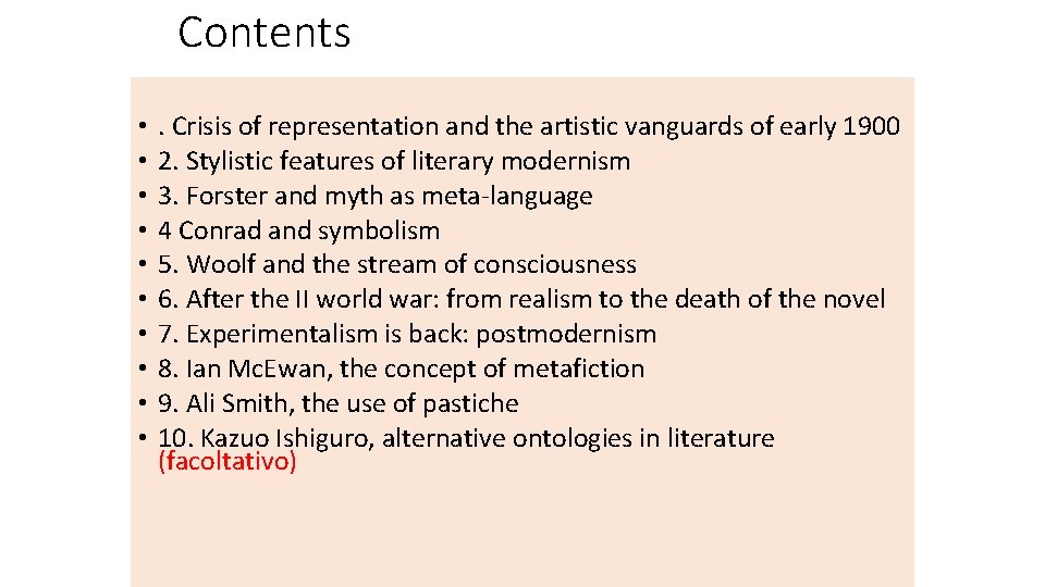 Contents • • • . Crisis of representation and the artistic vanguards of early