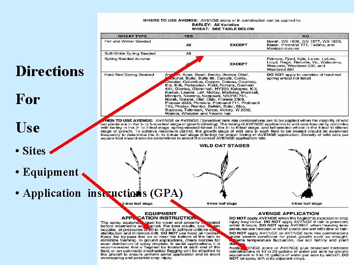 Directions For Use • Sites • Equipment • Application instructions (GPA) Directions For Use • Sites • Equipment • Application instructions (GPA)
