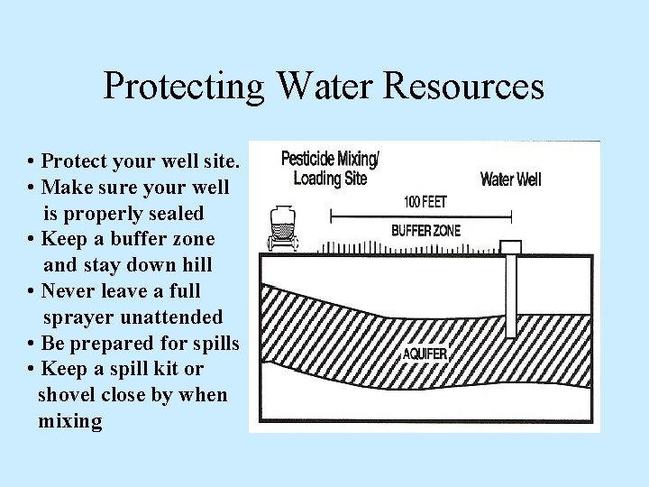 Protecting Water Resources • Protect your well site. • Make sure your well is Protecting Water Resources • Protect your well site. • Make sure your well is