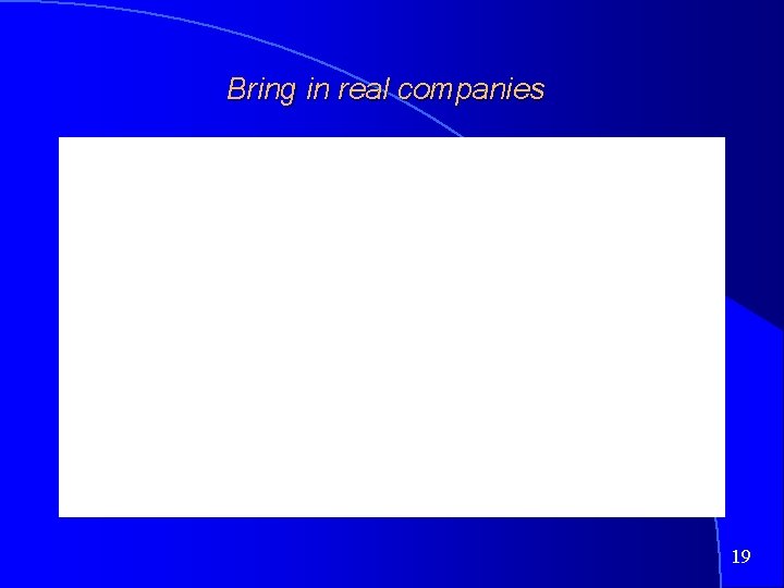 Bring in real companies 19 