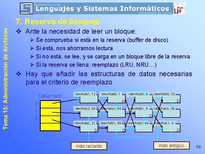 v Ante la necesidad de leer un bloque: Ø Se comprueba si está en v Ante la necesidad de leer un bloque: Ø Se comprueba si está en