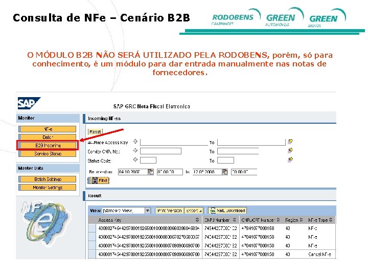 Consulta de NFe – Cenário B 2 B O MÓDULO B 2 B NÃO