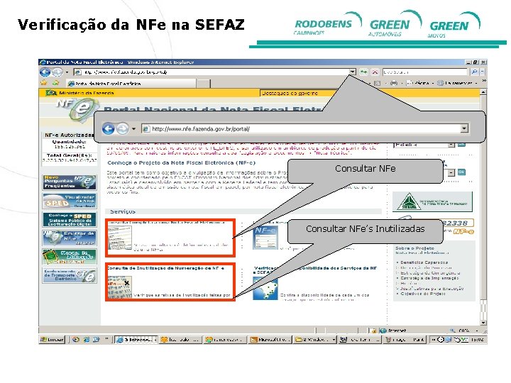 Verificação da NFe na SEFAZ Consultar NFe’s Inutilizadas 