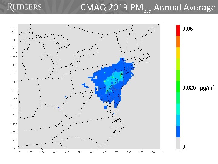 CMAQ 2013 PM 2. 5 Annual Average 0. 05 0. 025 µg/m 3 0