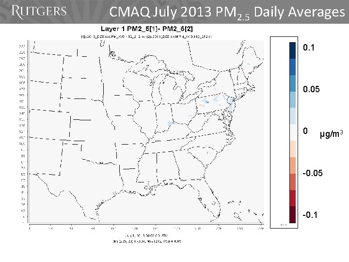 CMAQ July 2013 PM 2. 5 Daily Averages 0. 1 0. 05 0 µg/m