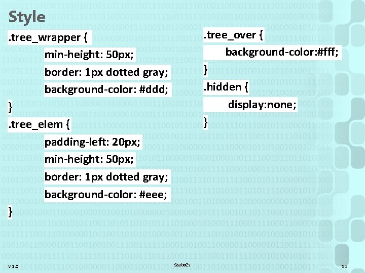 Style. tree_over { background-color: #fff; }. hidden { display: none; } . tree_wrapper {