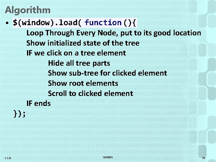 Algorithm • $(window). load( function (){ Loop Through Every Node, put to its good