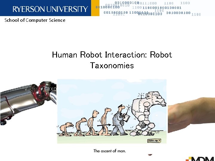 School of Computer Science Human Robot Interaction: Robot Taxonomies Taxonomy 