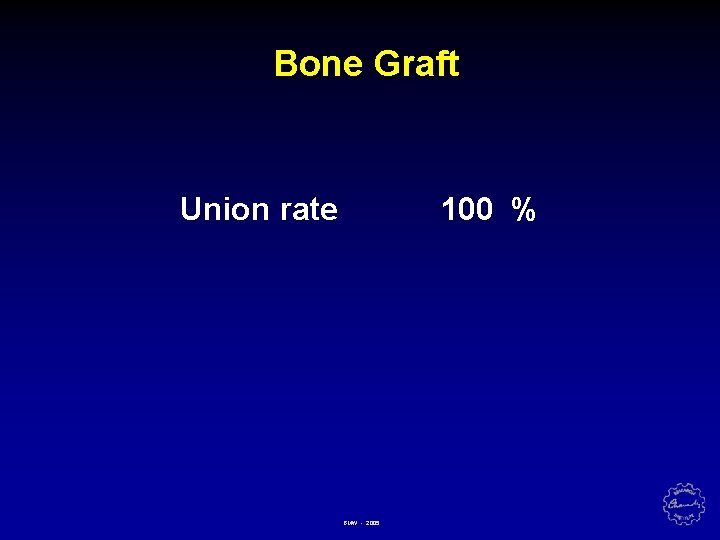 Bone Graft Union rate 100 % BMW - 2005 