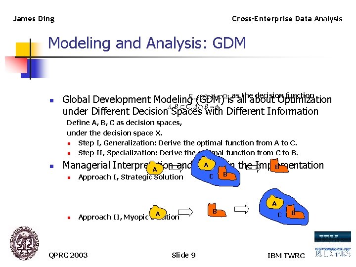 James Ding Cross-Enterprise Data Analysis Modeling and Analysis: GDM n as the decision function