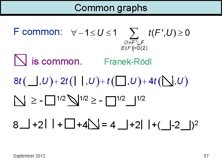 Common graphs F common: is common. 8 - 1/2 +2 + +4 September 2012