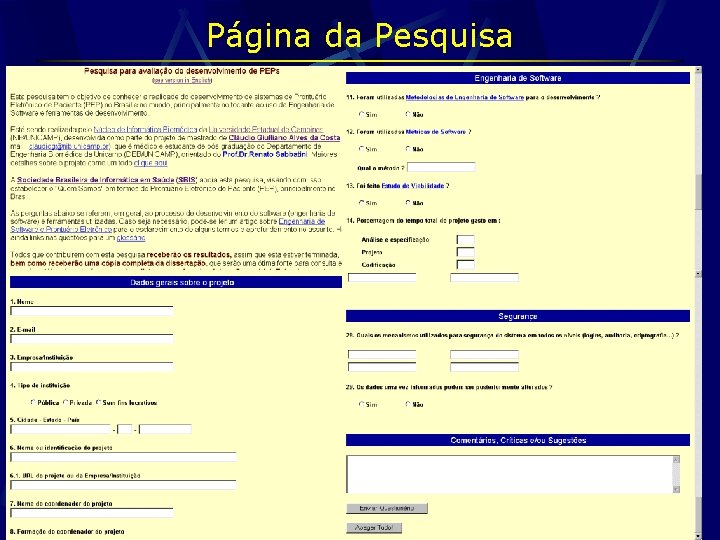 Página da Pesquisa 