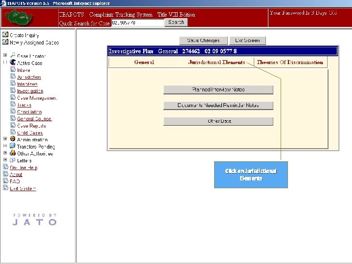 Click on Jurisdictional Elements 