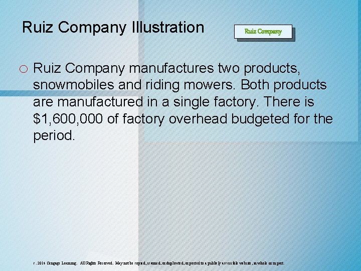 Ruiz Company Illustration Ruiz Company o Ruiz Company manufactures two products, snowmobiles and riding Ruiz Company Illustration Ruiz Company o Ruiz Company manufactures two products, snowmobiles and riding