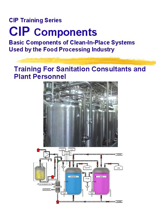 CIP Training Series CIP Components Basic Components of Clean-In-Place Systems Used by the Food