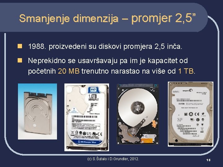 Smanjenje dimenzija – promjer 2, 5” n 1988. proizvedeni su diskovi promjera 2, 5