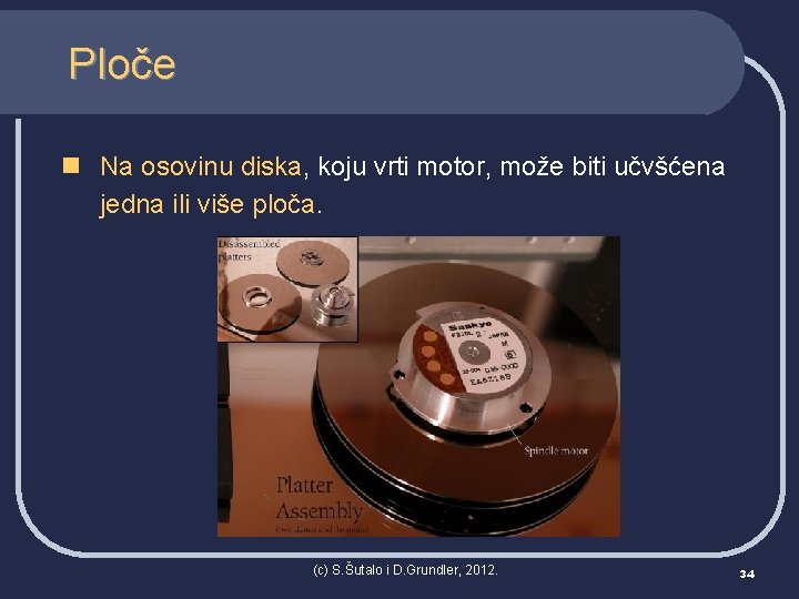 Ploče n Na osovinu diska, koju vrti motor, može biti učvšćena jedna ili više