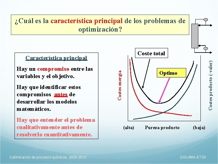 ¿Cuál es la característica principal de los problemas de optimización? Característica principal Hay que