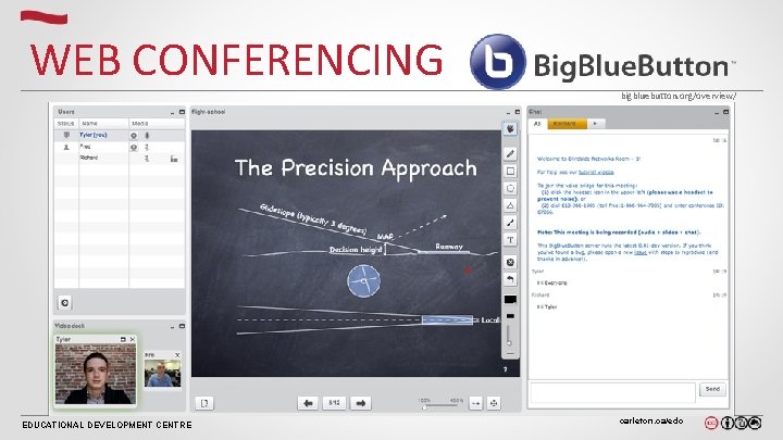 WEB CONFERENCING bigbluebutton. org/overview/ EDUCATIONAL DEVELOPMENT CENTRE carleton. ca/edc WEB CONFERENCING bigbluebutton. org/overview/ EDUCATIONAL DEVELOPMENT CENTRE carleton. ca/edc