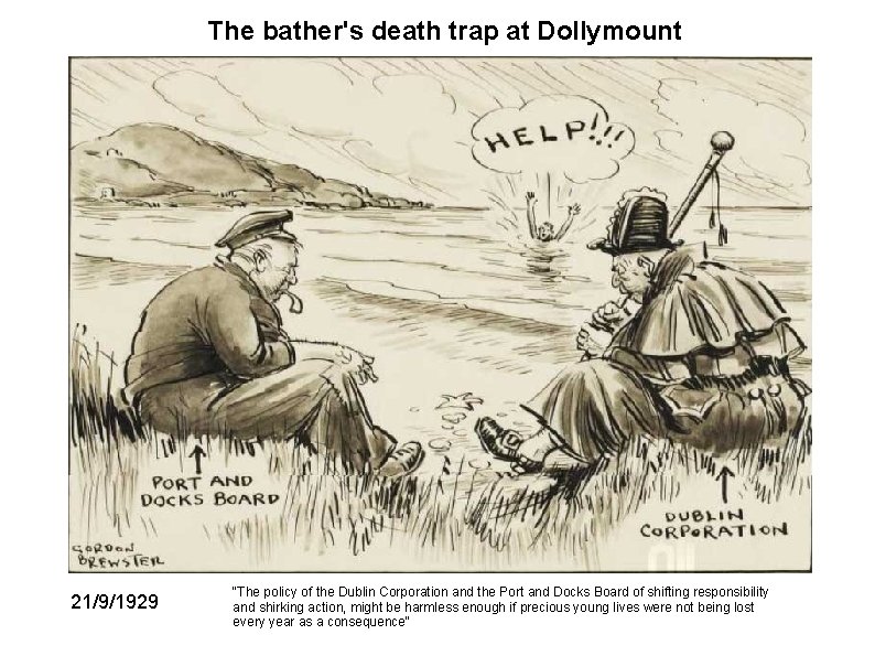 The bather's death trap at Dollymount 21/9/1929 "The policy of the Dublin Corporation and