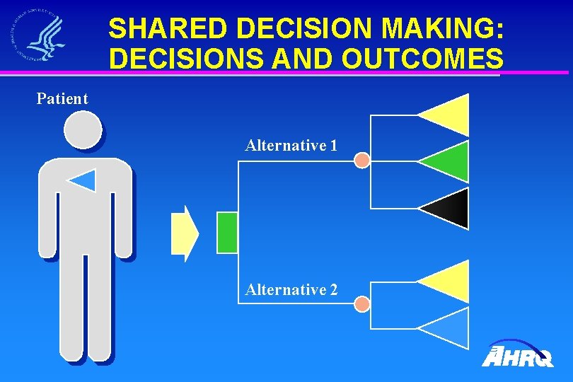 SHARED DECISION MAKING: DECISIONS AND OUTCOMES Patient Alternative 1 Alternative 2 