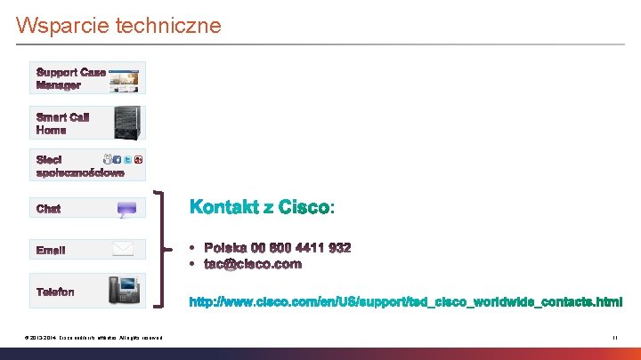 Wsparcie techniczne © 2013 -2014 Cisco and/or its affiliates. All rights reserved. 11 