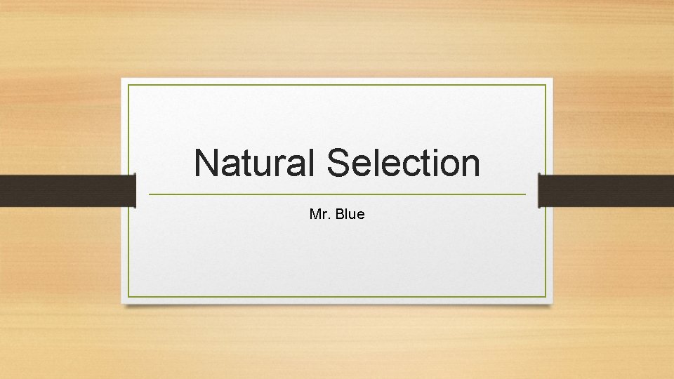 Natural Selection Mr. Blue 
