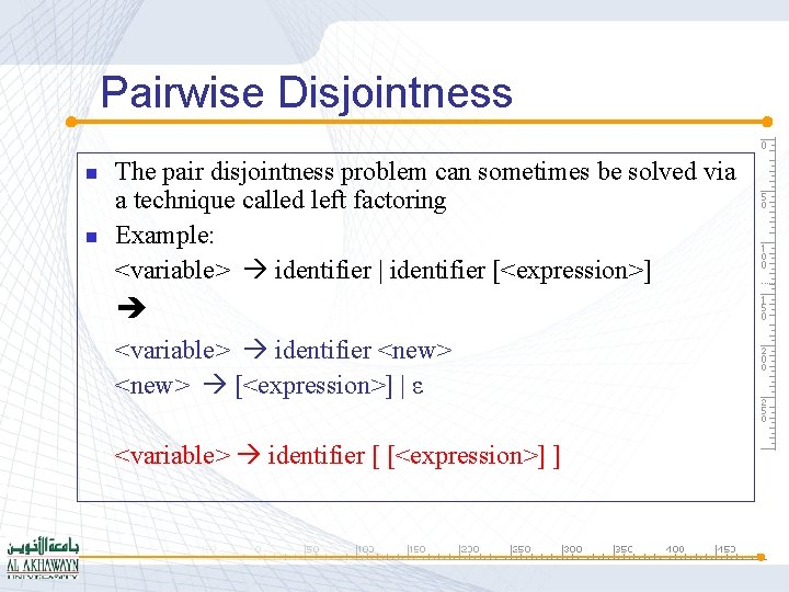 Pairwise Disjointness n n The pair disjointness problem can sometimes be solved via a