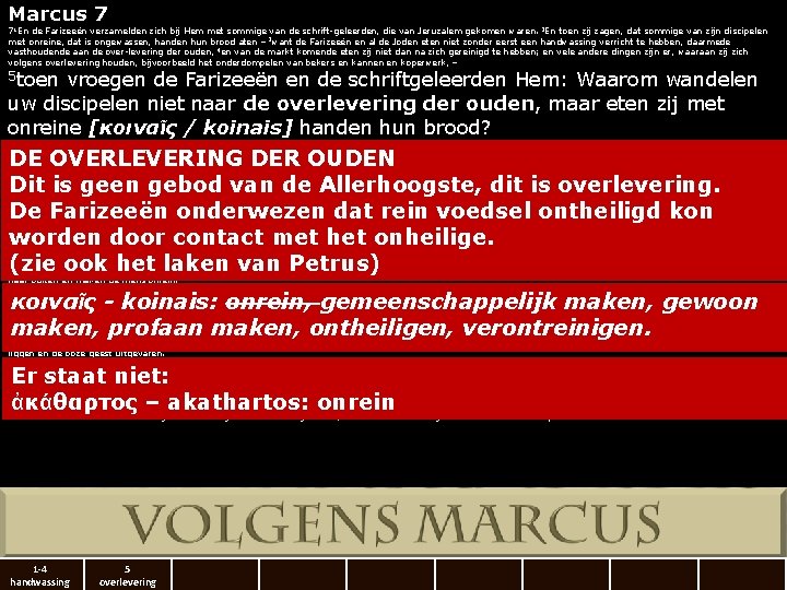 Marcus 7 71 En de Farizeeën verzamelden zich bij Hem met sommige van de